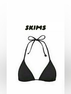 SKIMS Onyx Triangle Halter Bikini Top XS